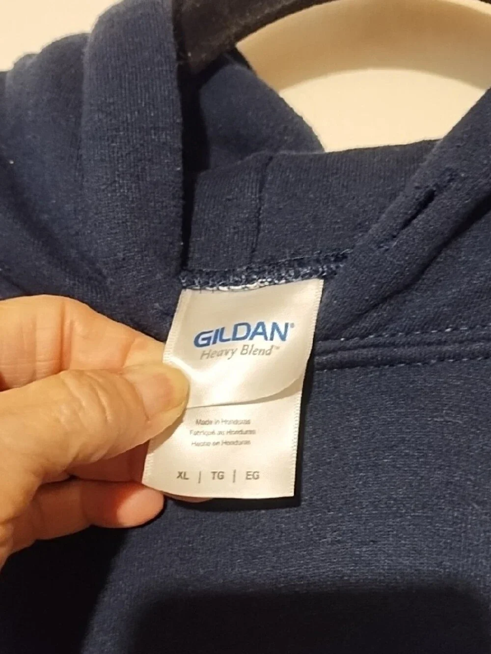 Gildan Navy Crewneck Hoodie with Small 4H White Chest Logo  XL.